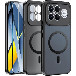 Effcotuo Magnétique Coque pour Xiaomi POCO F8 Ultra 5G Case avec MagSafe avec Verre Trempé Protection écran Anti-Chute Silicone 