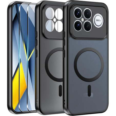 Effcotuo Magnétique Coque pour Xiaomi POCO F8 Ultra 5G Case avec MagSafe avec Verre Trempé Protection écran Anti-Chute Silicone 