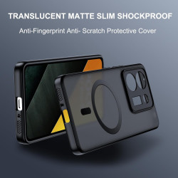 Effcotuo Magnétique Coque pour Xiaomi POCO M7 Pro 5G Case avec MagSafe, Anti-Chute Silicone Souple + Acrylique Givré Coque, Etui