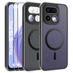 Effcotuo Magnétique Coque pour Realme 16 Pro 5G Case avec MagSafe avec Verre Trempé Protection écran Anti-Chute Silicone Souple 