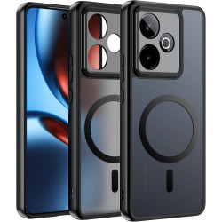 Effcotuo Magnétique Coque pour Realme GT 7/ GT 7T 5G Case avec MagSafe, Anti-Chute Silicone Souple + Acrylique Givré Coque, Etui
