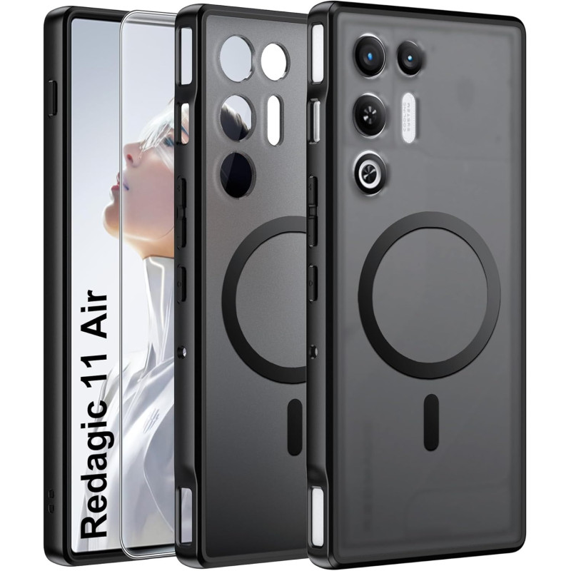 Effcotuo magnétique coque pour zte nubia rougemagic 11 air 5g case avec magsafe avec verre trempé protection écran anti-chute si