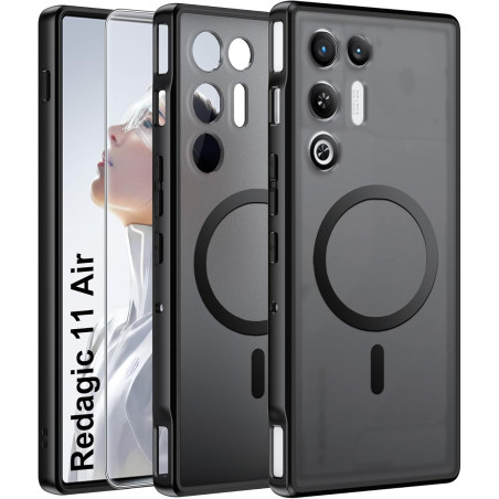 Effcotuo magnétique coque pour zte nubia rougemagic 11 air 5g case avec magsafe avec verre trempé protection écran anti-chute si