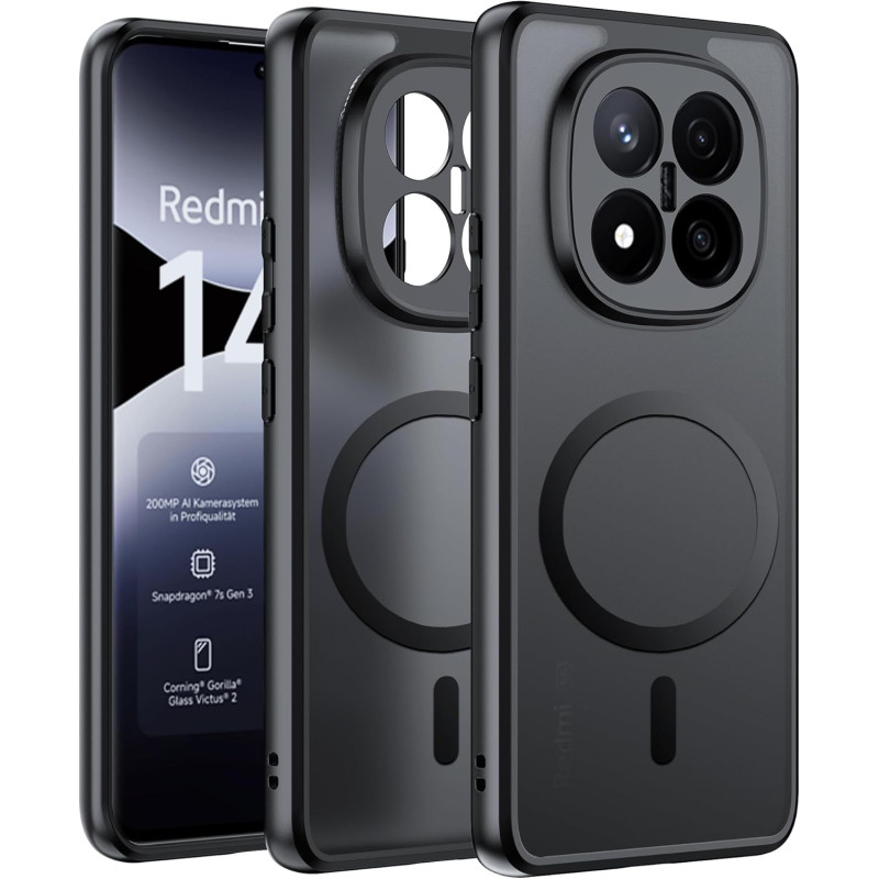 Effcotuo magnétique coque pour xiaomi rougemi note 14 pro plus/14 pro+ 5g case avec magsafe, anti-chute silicone souple + acryli