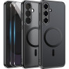 Effcotuo Magnétique Coque pour Samsung Galaxy S25 FE 5G Case avec 2 Verre Trempé Protection écran Deux, Soft Etui Silicone TPU C