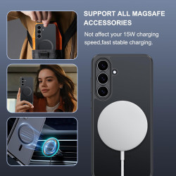Effcotuo Magnétique Coque pour Samsung Galaxy S25 FE 5G Case avec 2 Verre Trempé Protection écran Deux, Soft Etui Silicone TPU C