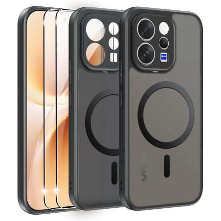 Effcotuo Magnétique Coque pour Vivo V70/V70 Elite 5G Case avec MagSafe avec Verre Trempé Protection écran Anti-Chute Silicone So