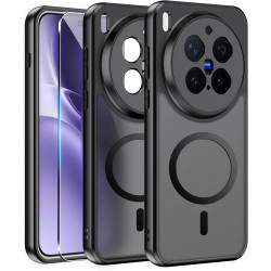 Effcotuo Magnétique Coque pour Vivo X300 Pro Case avec 1 Verre Trempé Protection écran Deux, Soft Etui Silicone TPU Cover Housse