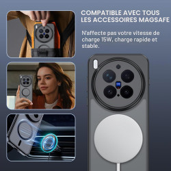 Effcotuo Magnétique Coque pour Vivo X300 Pro Case avec 1 Verre Trempé Protection écran Deux, Soft Etui Silicone TPU Cover Housse