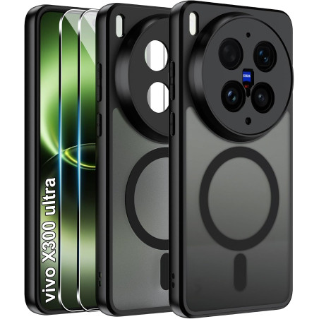 Effcotuo Magnétique Coque pour Vivo X300 Ultra Case avec MagSafe avec Verre Trempé Protection écran Anti-Chute Silicone Souple +