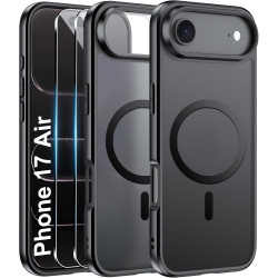 Effcotuo Magnétique Coque pour iPhone Air 5G Case avec MagSafe avec 2 Verre Trempé Protection écran Anti-Chute Silicone Souple +