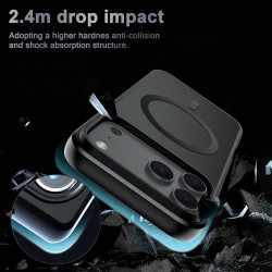 Effcotuo Magnétique Coque pour iPhone 17 Pro Max Case avec MagSafe avec 2 Verre Trempé Protection écran Anti-Chute Silicone Soup