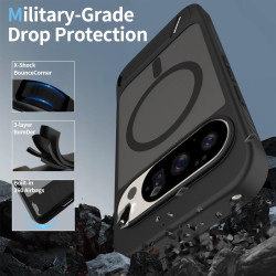 Effcotuo Magnétique Coque pour Google Pixel 10/10 Pro/ 9/9 Pro 5G Case avec MagSafe, Anti-Chute Silicone Souple + Acrylique Givr
