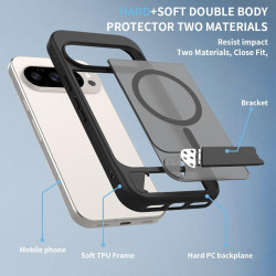 Effcotuo Magnétique Coque pour Google Pixel 10/10 Pro/ 9/9 Pro 5G Case avec MagSafe, Anti-Chute Silicone Souple + Acrylique Givr