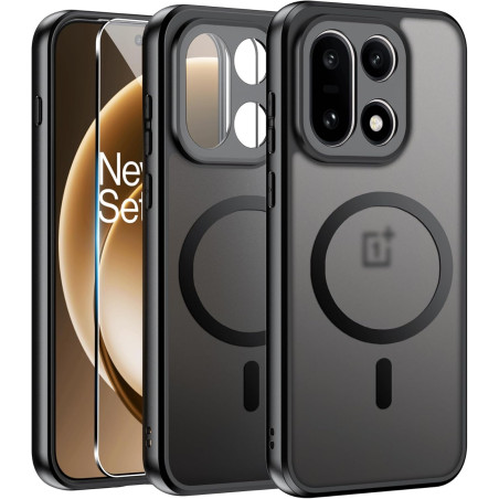 Effcotuo Magnétique Coque pour OnePlus 15 5G Case avec MagSafe avec Verre Trempé Protection écran Anti-Chute Silicone Souple + P