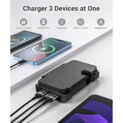 Chargeur Solaire 26800 mAh avec 4 Panneaux Solaires, Batterie Externe Solaire étanche avec Charge Rapide USB-C 18W pour Téléphon