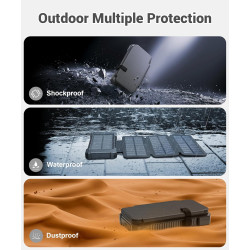 Chargeur Solaire 26800 mAh avec 4 Panneaux Solaires, Batterie Externe Solaire étanche avec Charge Rapide USB-C 18W pour Téléphon