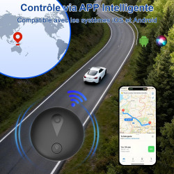Traceur GPS Voiture, Tracker GPS Voiture Magnétique, Traceur Enfant Caché, Traceur sans Abonnement, APP DeoneTag, Compatible ave