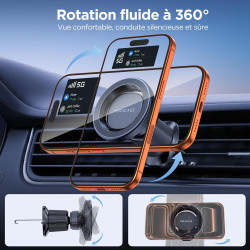 Miracase Support Telephone Voiture pour Magsafe Double Crochet Métallique | Aimant Puissant, Rotation 360°, Utilisation à une Ma