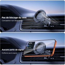 Miracase Support Telephone Voiture pour Magsafe Double Crochet Métallique | Aimant Puissant, Rotation 360°, Utilisation à une Ma