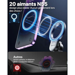 Miracase [2 en 1 Support Telephone Voiture pour Magsafe 2026 Super Magnétique 360°Rotation Aimant Telephone Voiture pour iPhone 