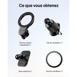 Miracase [2 en 1 Support Telephone Voiture pour Magsafe 2026 Super Magnétique 360°Rotation Aimant Telephone Voiture pour iPhone 