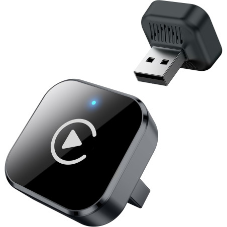 CarPlay sans Fil Adapter, Android Auto sans Fil, Mini Dongle 2-en-1 USB/USB-C Plug & Play, Convertisseur Câblé vers sans Fil, Co