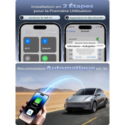 Mini Adaptateur sans Fil pour Apple CarPlay et Android Auto, Métal USB C | Convertisseur CarPlay Filaire en Sans Fil, pour iPhon