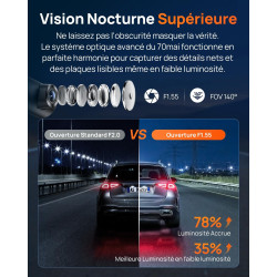 70mai Dashcam Voiture M310 Plus 4K, 2160P Caméra Vision Nocturne, Surveillance du Parking, Commande Vocale, Grand Angle, Enregis