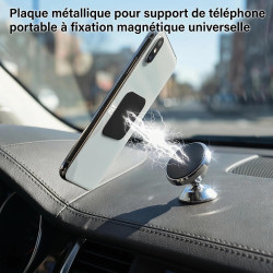 Générique Lot de 4 Plaques Métalliques Autocollantes pour Support Téléphone Voiture Magnétique, Ultra Fines 0,3 mm, Compatibles 