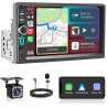 Autoradio 1 din avec écran tactile hd 7 pouces, carplay sans fil et android auto, radio voiture bleutooth mains libres, mirror l