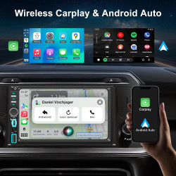 Autoradio 1 din avec écran tactile hd 7 pouces, carplay sans fil et android auto, radio voiture bleutooth mains libres, mirror l