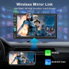 Autoradio 1 din avec écran tactile hd 7 pouces, carplay sans fil et android auto, radio voiture bleutooth mains libres, mirror l