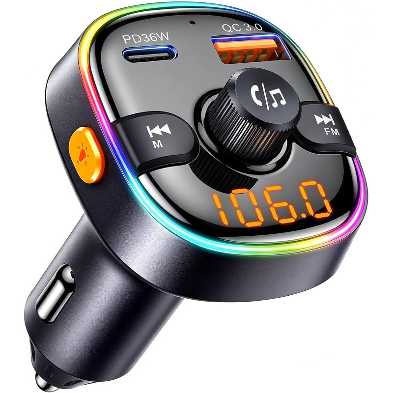 Gizmovine emetteur bleutooth voiture,fm transmetteur bleutooth voiture pour la musique,téléphone kit main libre,allume cigare av