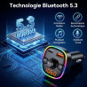 Gizmovine emetteur bleutooth voiture,fm transmetteur bleutooth voiture pour la musique,téléphone kit main libre,allume cigare av