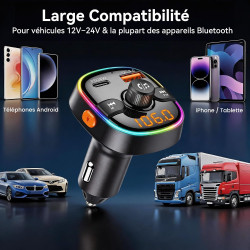 Gizmovine emetteur bleutooth voiture,fm transmetteur bleutooth voiture pour la musique,téléphone kit main libre,allume cigare av
