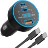 130W Chargeur Allume Cigare USB C avec LED Voltmètre, 3Ports Adaptateur 12V | Prise USB Voiture Chargeur Rapide Voiture Car Acce
