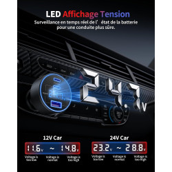 130W Chargeur Allume Cigare USB C avec LED Voltmètre, 3Ports Adaptateur 12V | Prise USB Voiture Chargeur Rapide Voiture Car Acce