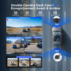 Avylet écran 10,25" carplay & android auto, détection ai bsd arrière | | dashcam 4k avant & hd 64go, 1920x720p, 60fps, mirror li