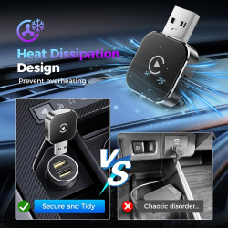 2026 adaptateur sans fil carplay & android auto 2-en-1, adaptateur android auto wifi 2,4+5,0 ghz, connexion bleutooth 5.0 stable