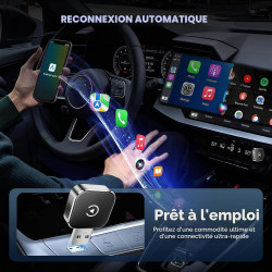 2026 adaptateur sans fil carplay & android auto 2-en-1, adaptateur android auto wifi 2,4+5,0 ghz, connexion bleutooth 5.0 stable
