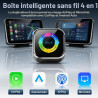 Adaptateur sans Fil CarPlay 4 en 1 - Filaire vers sans Fil pour Car-Play & Android Auto avec Mirror Link & AirPlay, Module CarPl