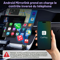 Adaptateur sans Fil CarPlay 4 en 1 - Filaire vers sans Fil pour Car-Play & Android Auto avec Mirror Link & AirPlay, Module CarPl