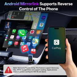 Adaptateur sans fil CarPlay 4 en 1, de filaire à sans fil pour CarPlay et Android Auto, avec MirrorLink et Airplay, WiFi double 