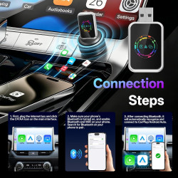 Adaptateur sans fil CarPlay 4 en 1, de filaire à sans fil pour CarPlay et Android Auto, avec MirrorLink et Airplay, WiFi double 