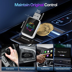Adaptateur sans fil CarPlay 4 en 1, de filaire à sans fil pour CarPlay et Android Auto, avec MirrorLink et Airplay, WiFi double 