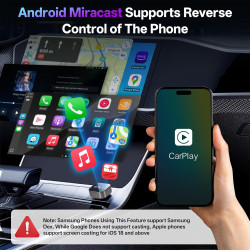 Adaptateur sans Fil CarPlay 4 en 1 Filaire vers sans Fil pour CarPlay & Android Auto avec Mirror Link & AirPlay, Module Car-Play
