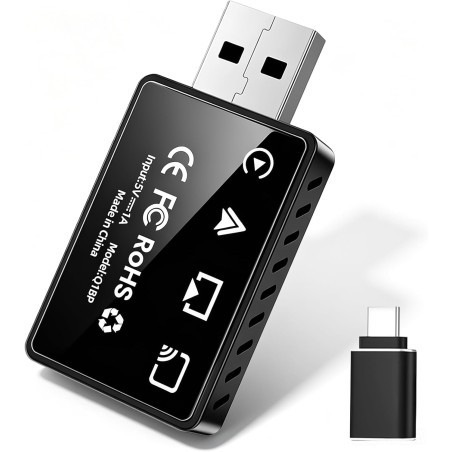 Adaptateur CarPlay sans fil 4en1 – De filaire à sans fil pour CarPlay et Android Auto avec Mirror Link et AirPlay, module CarPla