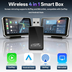 Adaptateur CarPlay sans fil 4en1 – De filaire à sans fil pour CarPlay et Android Auto avec Mirror Link et AirPlay, module CarPla