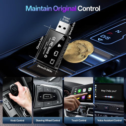 Adaptateur CarPlay sans fil 4en1 – De filaire à sans fil pour CarPlay et Android Auto avec Mirror Link et AirPlay, module CarPla